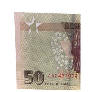 Reserve Bank Of Zimbabwe Fifty Dollar Banknote AA2491994 With Military Monument